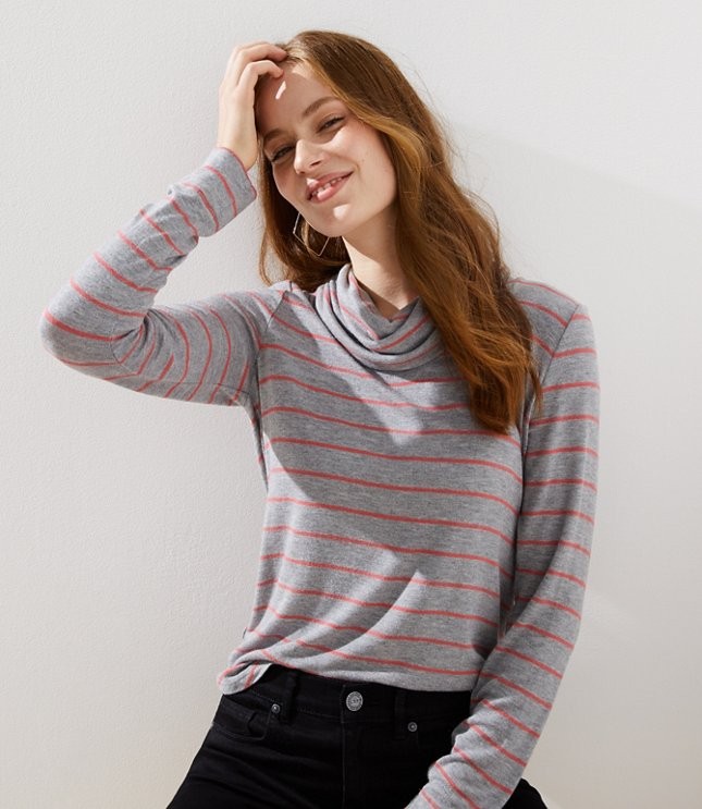 Striped Cowl Neck Top | LOFT | LOFT