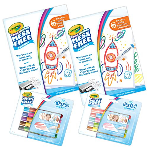 Crayola Color Wonder Mess Free Coloring Kit (120ct), 100 Coloring Pages, 20 Mini Markers, Travel Activity, Toddler Gift, 3+ | Amazon (US)