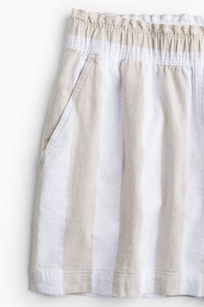 Linen Shorts - Light beige/striped - Ladies | H&M US | H&M (US + CA)