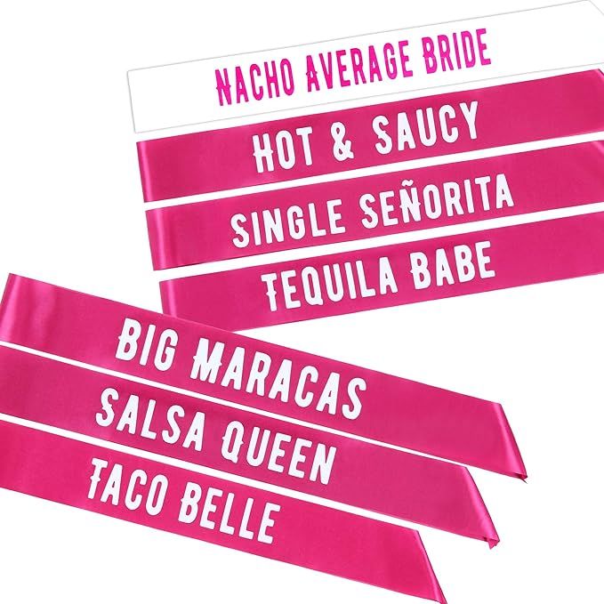 Final Fiesta Bachelorette Sashes | 7 Pack | 1 Bride to be Sash and 6 Bride Tribe Sashes with Fun ... | Amazon (US)
