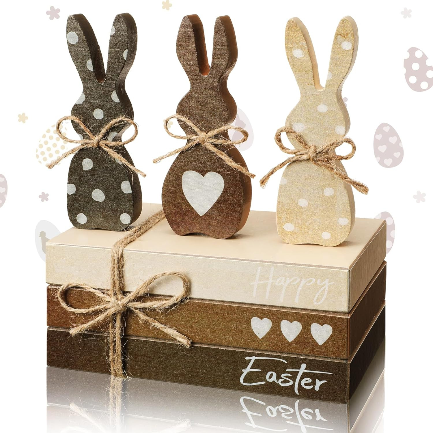 Burbell Happy Easter Tiered Tray Decor Easter Book Stack Decor Easter Bunnies Farmhouse Decor for... | Amazon (US)