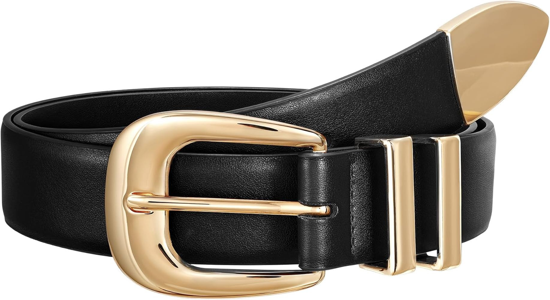 Women Leather Belt Gold Silver Buckle Plus Size Leather Belt for Jeans Dress Fashion Western Belt... | Amazon (US)
