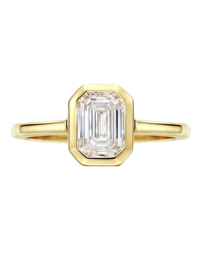 Michooyel Sterling Silver 2ct Emerald Cut Cubic Zirconia Engagement Rings for Women 18K Gold Plat... | Amazon (US)