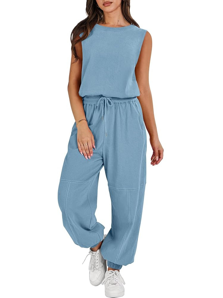 ANRABESS Jumpsuits for Women Casual Summer Sleeveless 2025 Romper One Piece Outfit Active Workout... | Amazon (US)