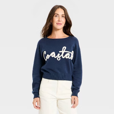 Women's Cozy Wide Crewneck Love Pullover Sweater - Universal Thread™ | Target