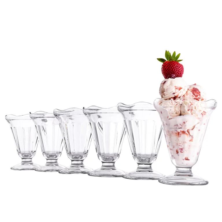 Vikko 7.5-Ounce Footed Ice Cream Cups, Classic Sundae Style Glass Cups, Thick and Durable, For Su... | Walmart (US)