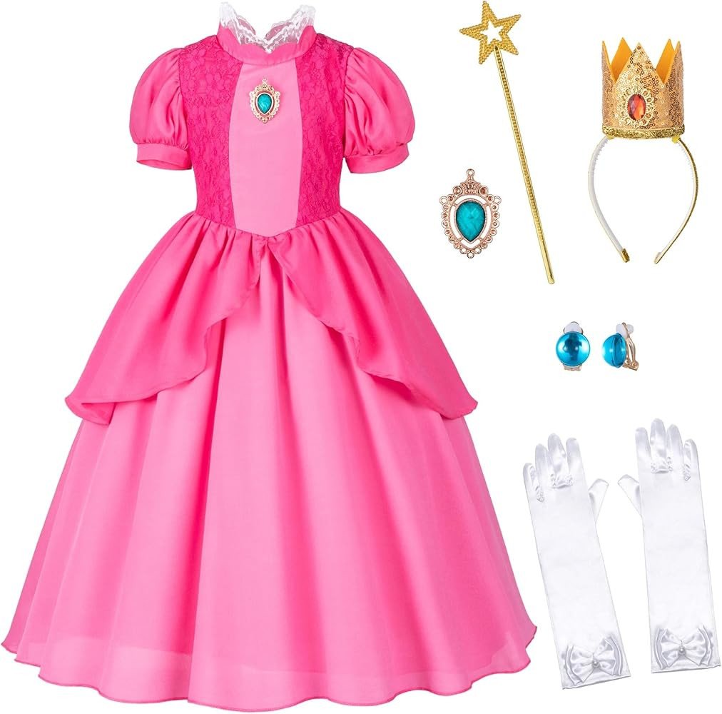 Pink Princess Dress for Girls - Princess Costume for Little Girls Dress Up with Accessories | Amazon (US)