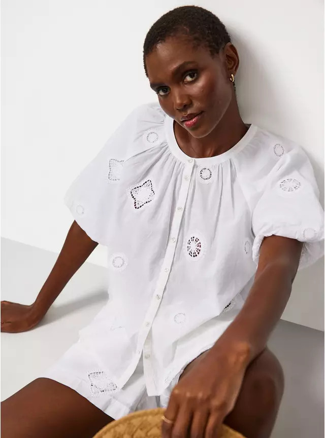 Buy White Crochet Patch Co-ord Blouse 6 | Co-ords | Tu | Tu Clothing