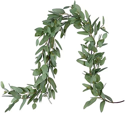 Wofair 5 Feet Eucalyptus Garland Greenery, Artificial Eucalyptus Garland Wedding Decor, Faux Seed... | Amazon (US)