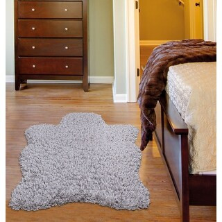 Pure Fuzzy Flokati Soft High Pile Accent Rug (2' x 3'3" - grey) | Bed Bath & Beyond