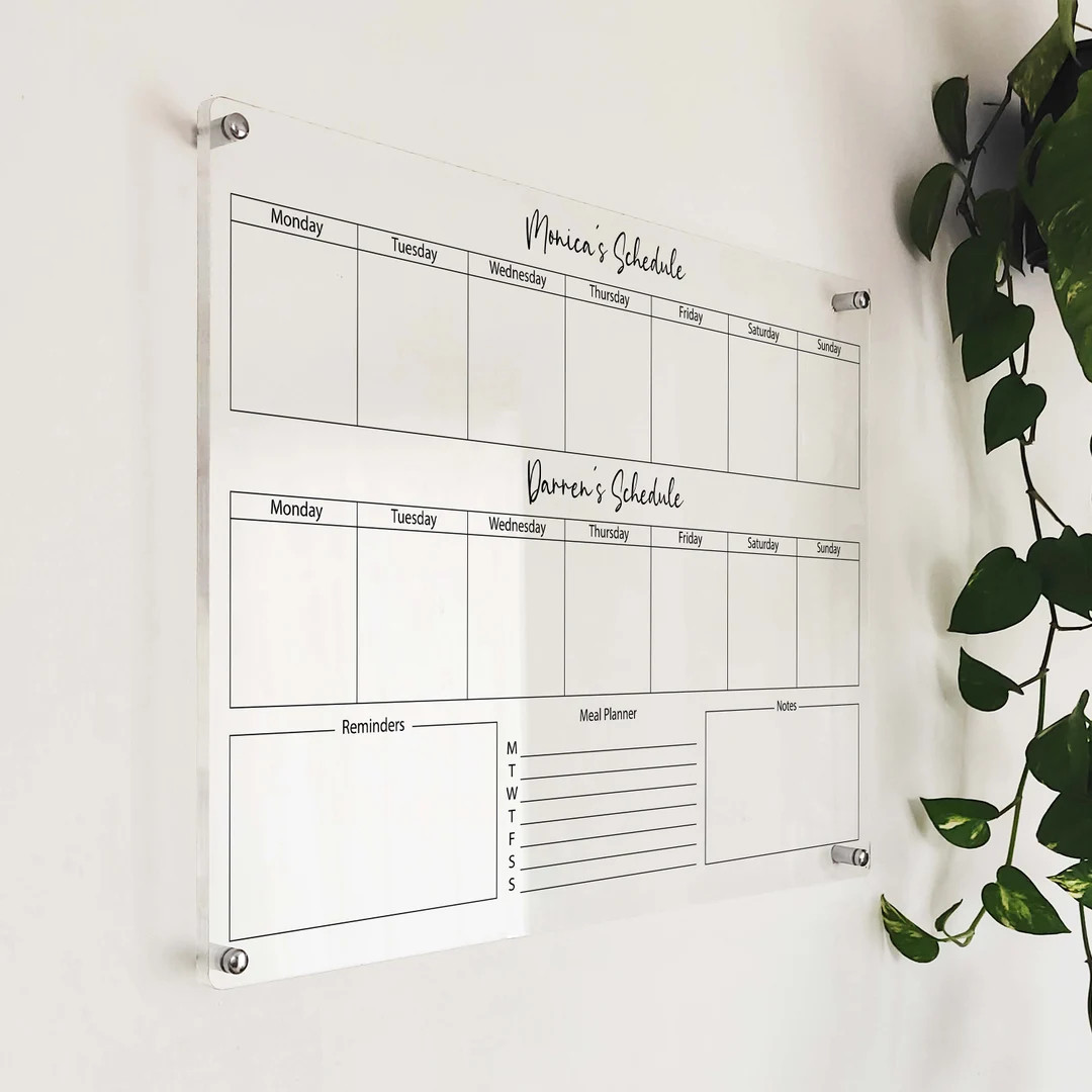 Personalized Acrylic Weekly Calendar - Large Wall Calendar - Acrylic Dry Erase Planner - Weekly S... | Etsy (US)