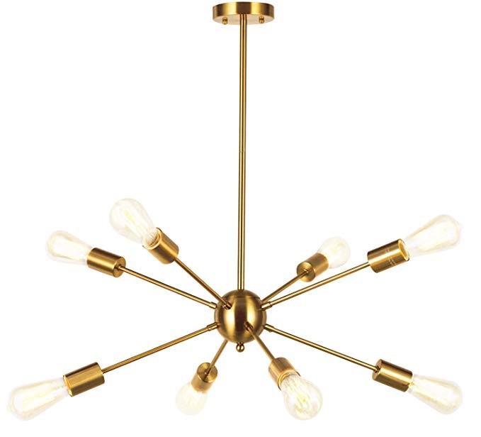 VINLUZ Sputnik Chandelier Contemporary 8 Lights Brushed Brass Modern Pendant lighting Gold Mid Ce... | Amazon (US)
