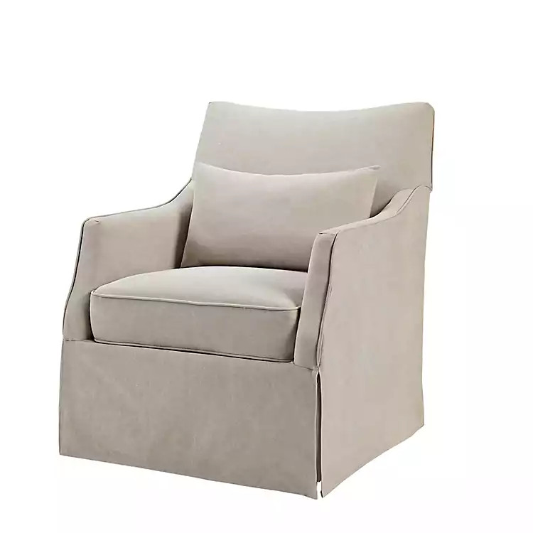 Beige Martha Stewart Skirted Swivel Accent Chair | Kirkland's Home