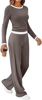 SHESHOW Women 2 Piece Outfits Long Sleeve Tops Wide Leg Pants Casual Matching Lounge Sets for Wom... | Amazon (US)