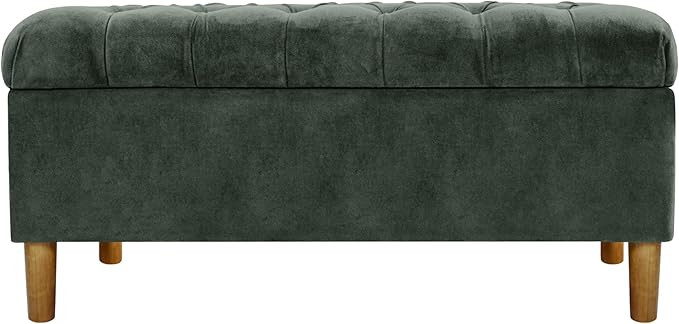 HomePop Home Decor | Tufted Ainsley Button Storage Ottoman Bench with Hinged Lid | Ottoman Bench ... | Amazon (US)