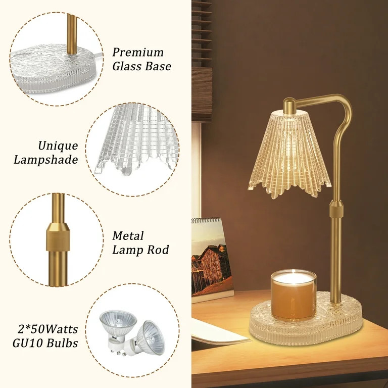 VAVSEA Candle Warmer Lamp, Crystal Base Candle Lamp Warmer with Timer, Adjustable Dimmable Wax Me... | Walmart (US)