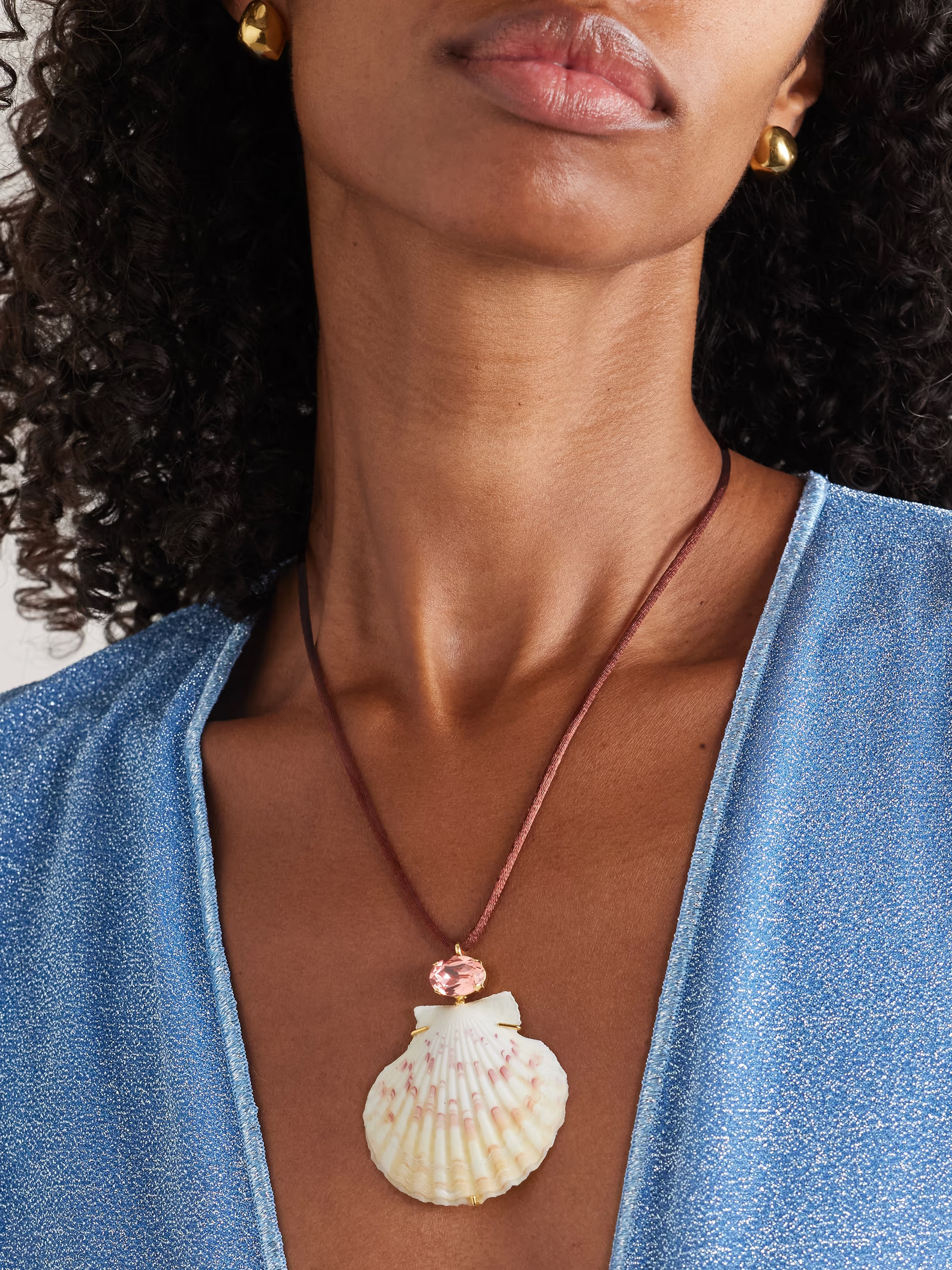 Atrani gold-plated, shell, crystal and cord necklace | NET-A-PORTER (US)