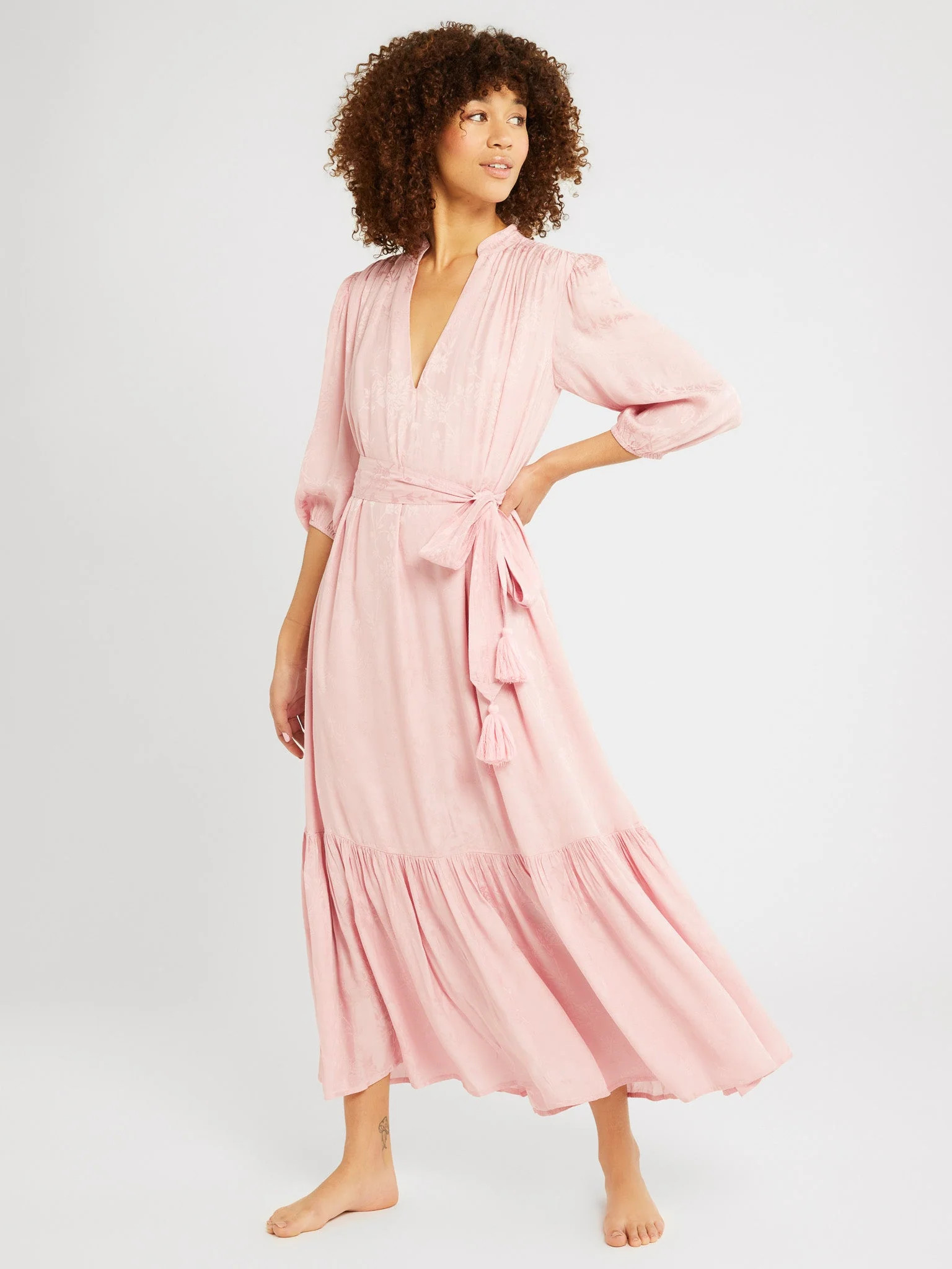 Ada Dress in Pink Jacquard | Mille