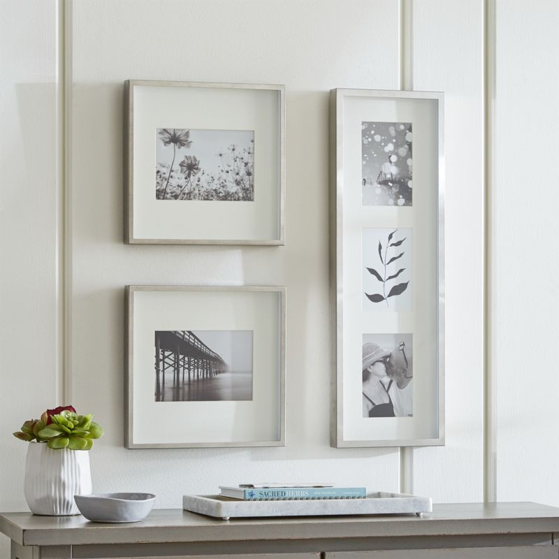 Brushed Silver Picture Frame Gallery, Set of 3 | Crate and Barrel | Crate & Barrel