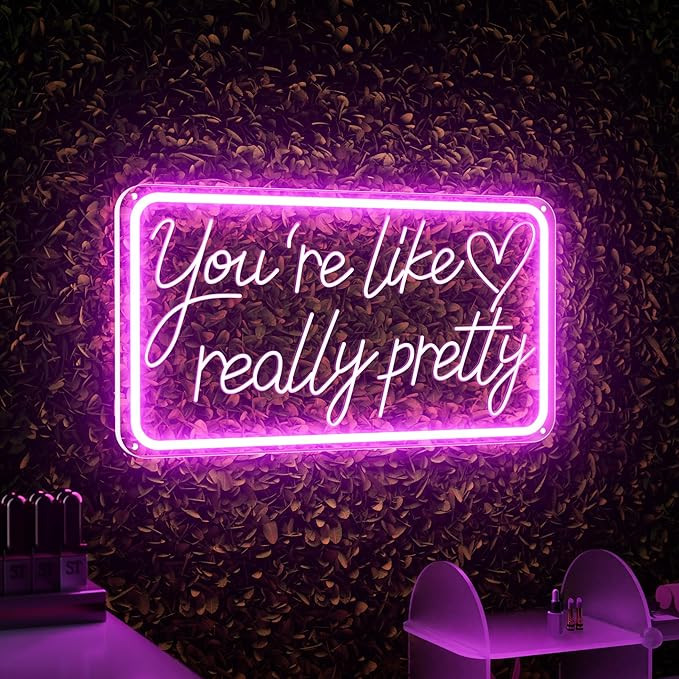 You're Like Really Pretty Neon Signs for Wall Decor, LED Neon Sign Aesthetic Room Decor for Teen ... | Amazon (US)
