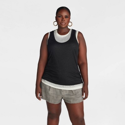 KBB by KAHLANA Women's 'The Layered Tank Top' - Black/Cream/Heather Gray 3X | Target