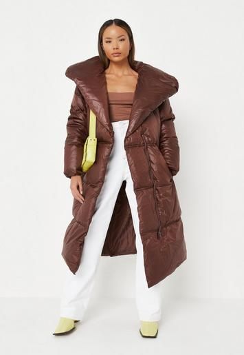 Missguided - Recycled Chocolate Padded Duvet Coat | Missguided (US & CA)