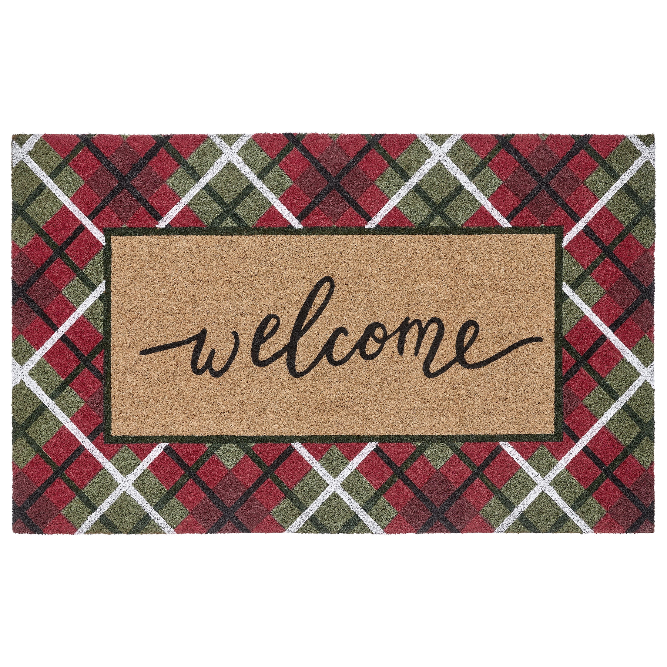 My Texas House Multicolor Plaid Outdoor Coir Doormat, 30" x 48" - Walmart.com | Walmart (US)