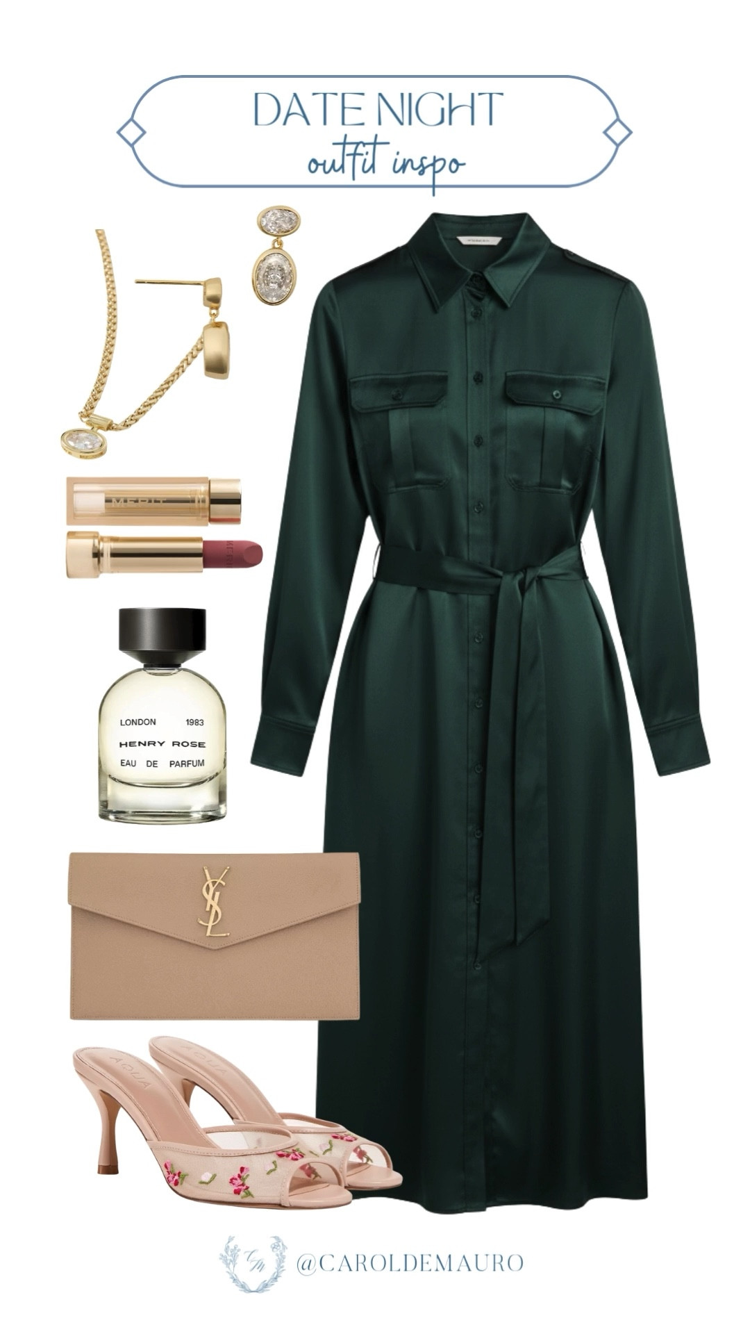 Obsessed with this deep emerald green dress right now! It feels so elevated but still effortless. Pair it with some gold accessories and a neutral heel, and you’re basically ready for anything from a fancy dinner to a "just because" night out.

date night, formal wear, preppy look, modest style, luxe handbags, merit lipstick, fashion finds, timeless outfit

#LTKSeasonal #LTKootd #LTKU