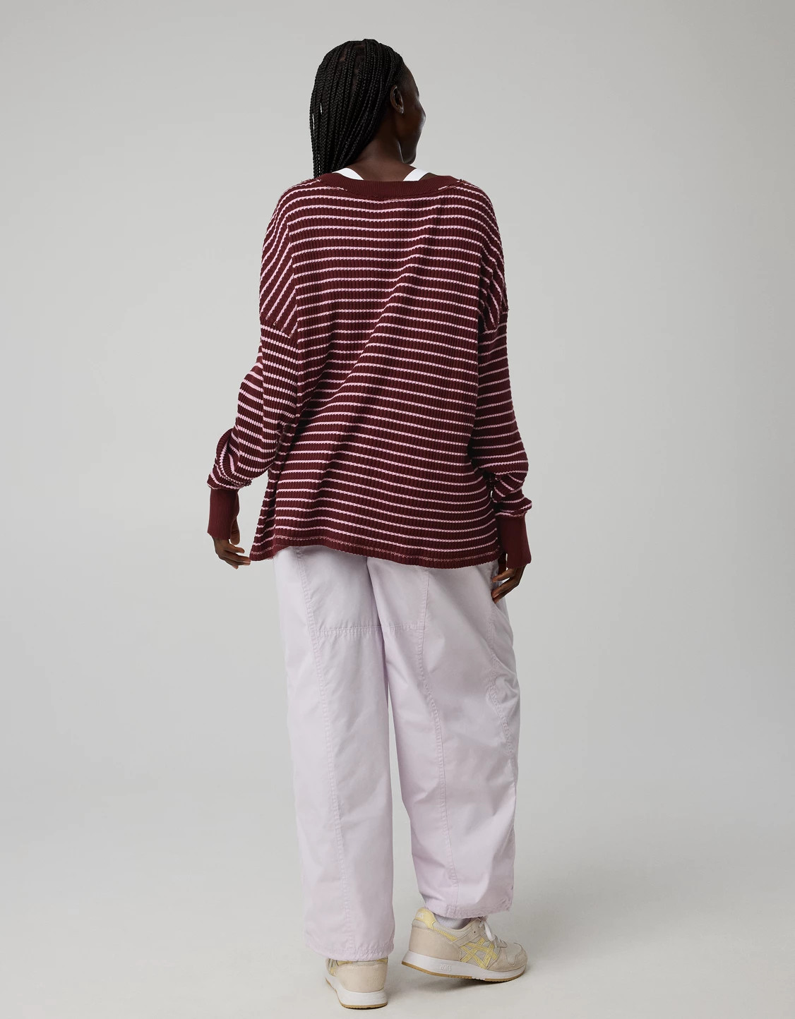 OFFLINE By Aerie Wow! Waffle Long Sleeve V Neck T-Shirt | Aerie