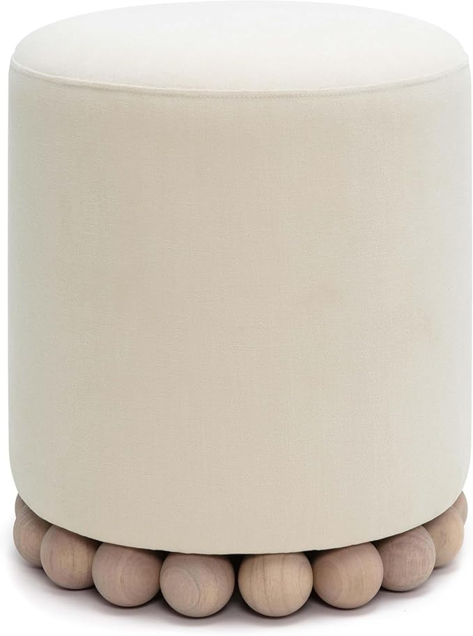 Tov Furniture Dex Cream Upcycled Fabric Ottoman | Amazon (US)