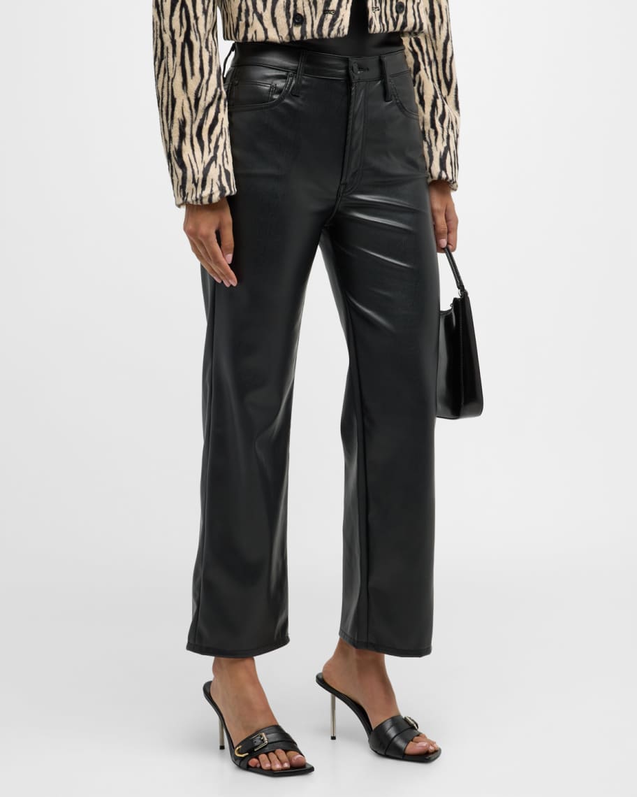 MOTHER The Rambler Zip Ankle Faux-Leather Pants | Neiman Marcus