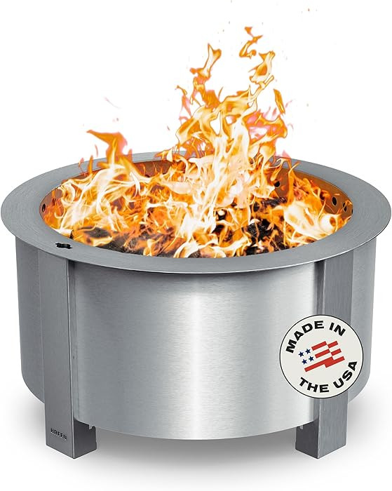 Breeo Smokeless Fire Pit (X Series 24, Stainless Steel) | 27.5 inch Smokeless Firepit for Outside... | Amazon (US)