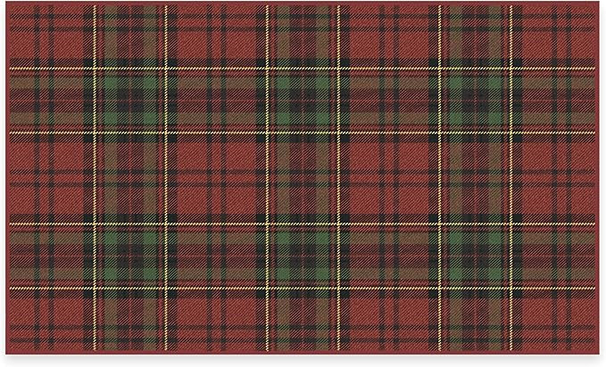 RUGGABLE Washable 3x5 Area Rug, Dress Stewart Tartan Red, Premium Winter Rugs for Living Room, Be... | Amazon (US)