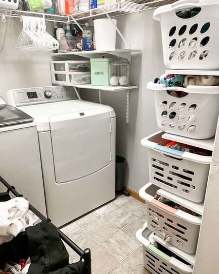 Laundry basket storage and sorting