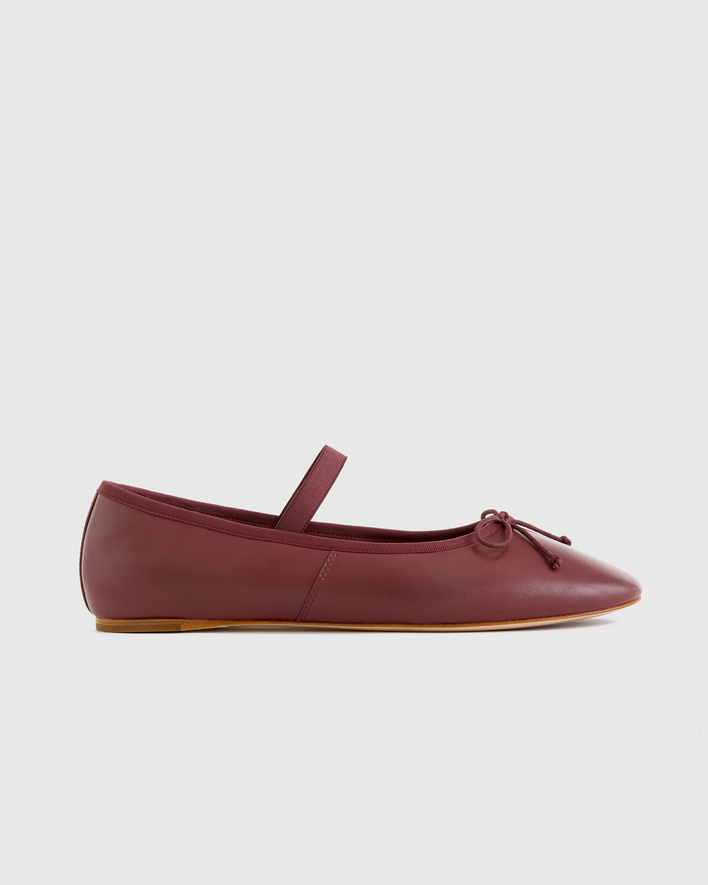 Quince | Women's Italian Leather Mary-Jane Ballet Flat in Merlot, Size 10 | Quince