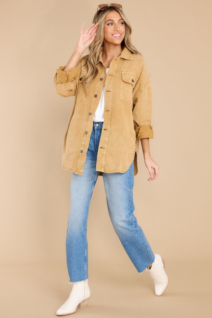 Got You Falling Honey Cotton Shacket | Red Dress 