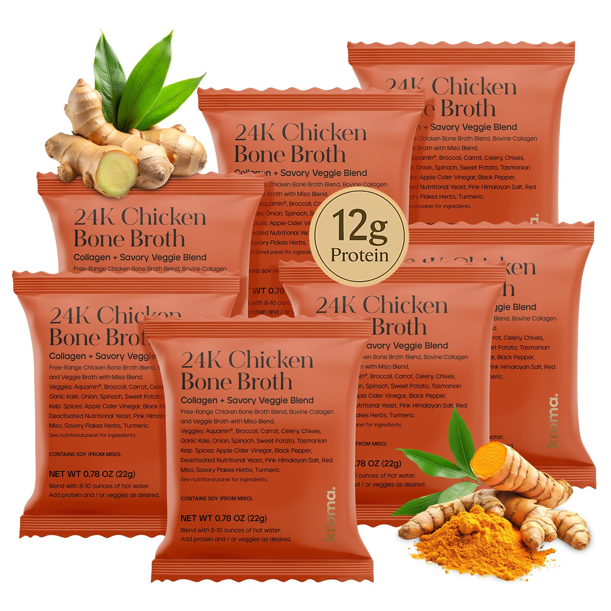 Kroma’s 24K Chicken Bone Broth Powder - 7 Pack, 7 Servings – Organic Protein-Rich Bone Stock ... | Amazon (US)