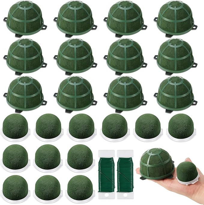 Tessco 24 Pcs Mini Floral Foam Holder, Include 12 Small Round Floral Holder 12 Mini Flower Foam C... | Amazon (US)