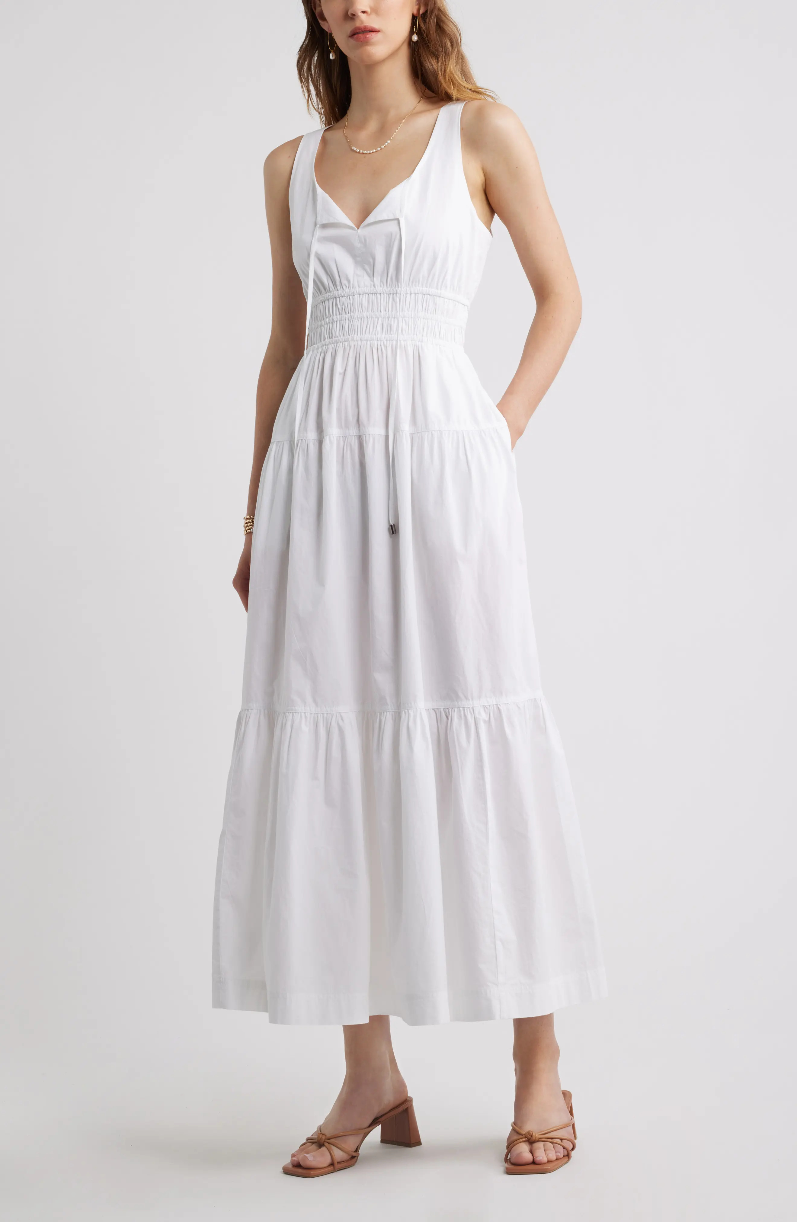 Cotton Poplin Tiered Maxi Sundress (Women) | Nordstrom | Nordstrom