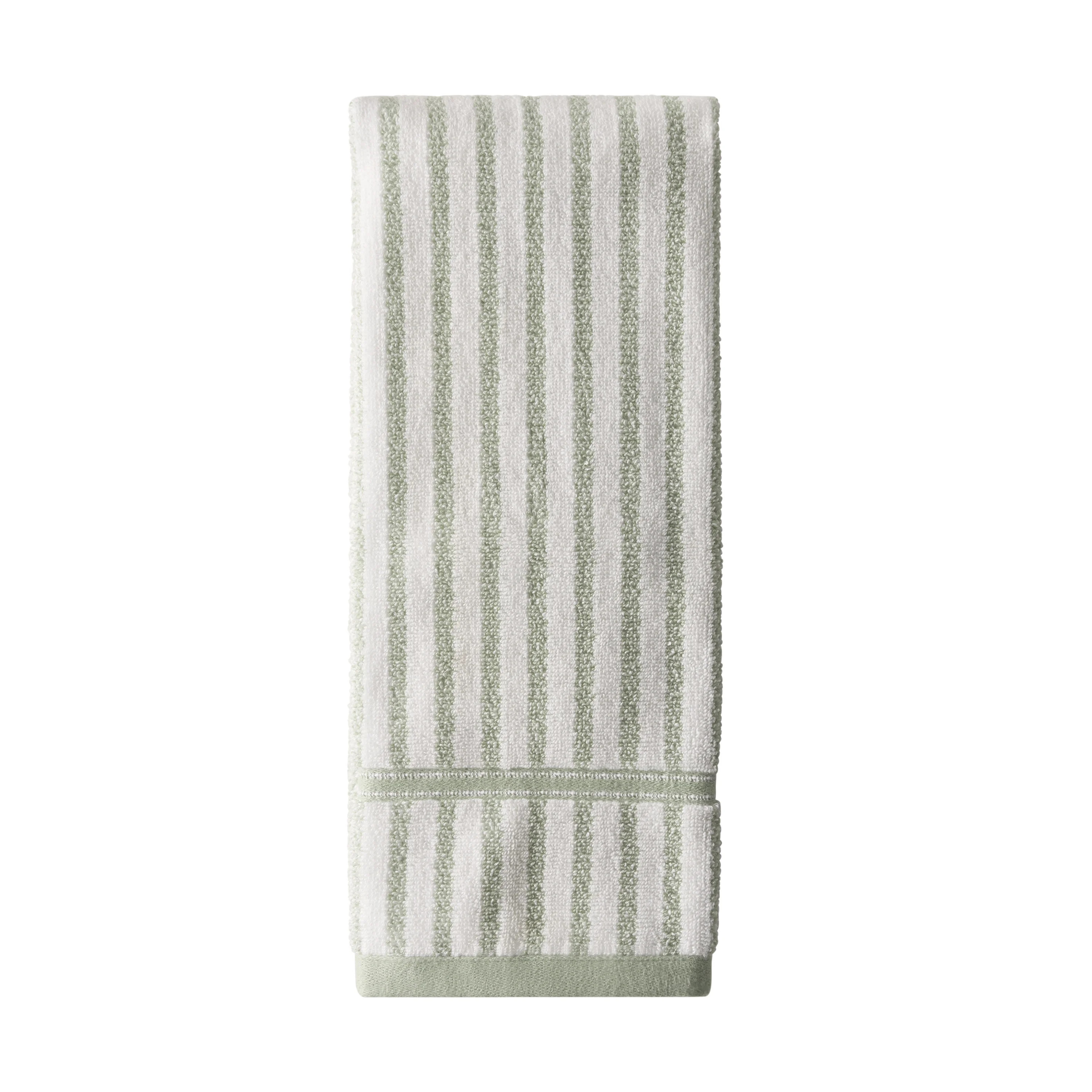 Beautiful by Drew Barrymore Stripe Hand Towel, Soft 100% Cotton, Sage Green | Walmart (US)