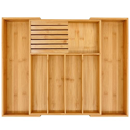 Bamboo Silverware Drawer Organizer Kitchen, Expandable Utensil Holder and Cutlery Tray with Divider  | Amazon (US)