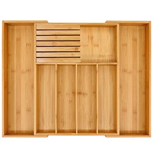 Bamboo Silverware Drawer Organizer Kitchen, Expandable Utensil Holder and Cutlery Tray with Divider  | Amazon (US)