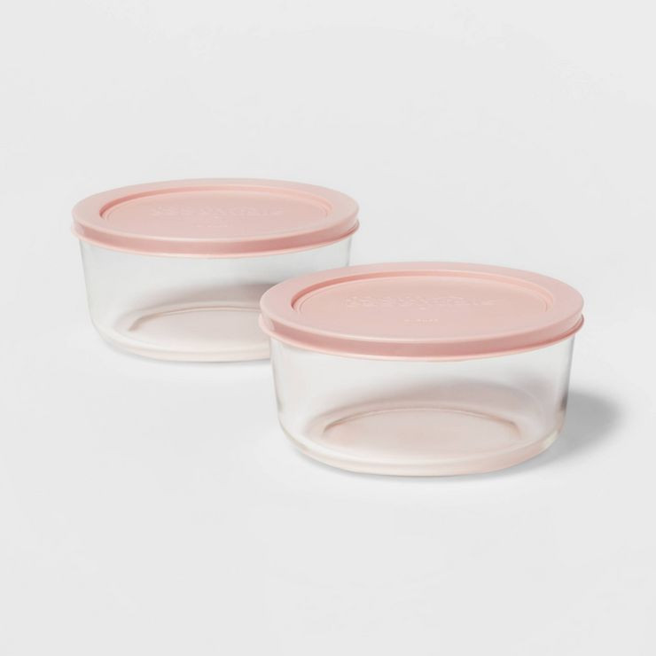 4 Cup 2pk Round Glass Food Storage Container Set - Room Essentials™ | Target