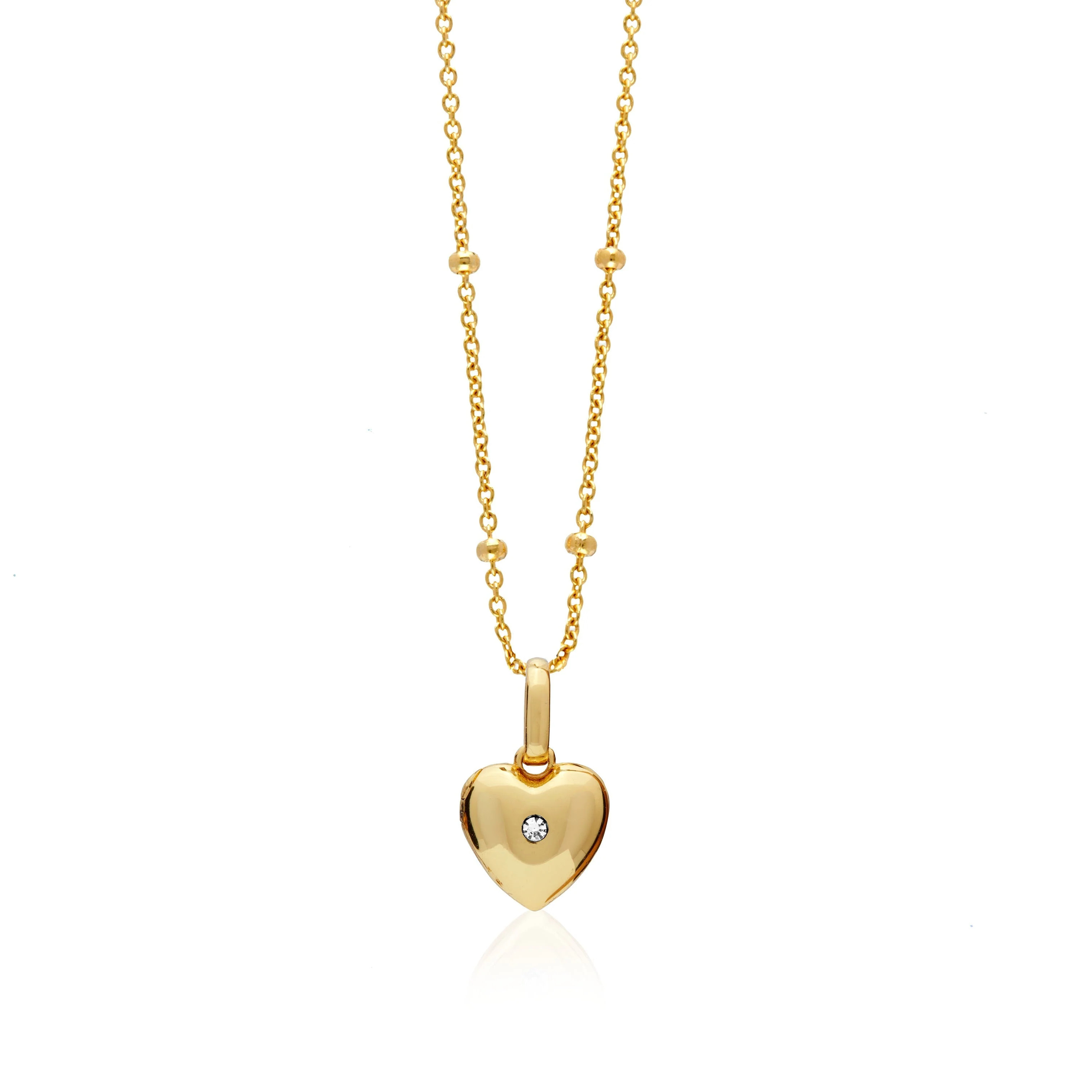 Heart Photo Locket Sphere Necklace (Gold) | Abbott Lyon