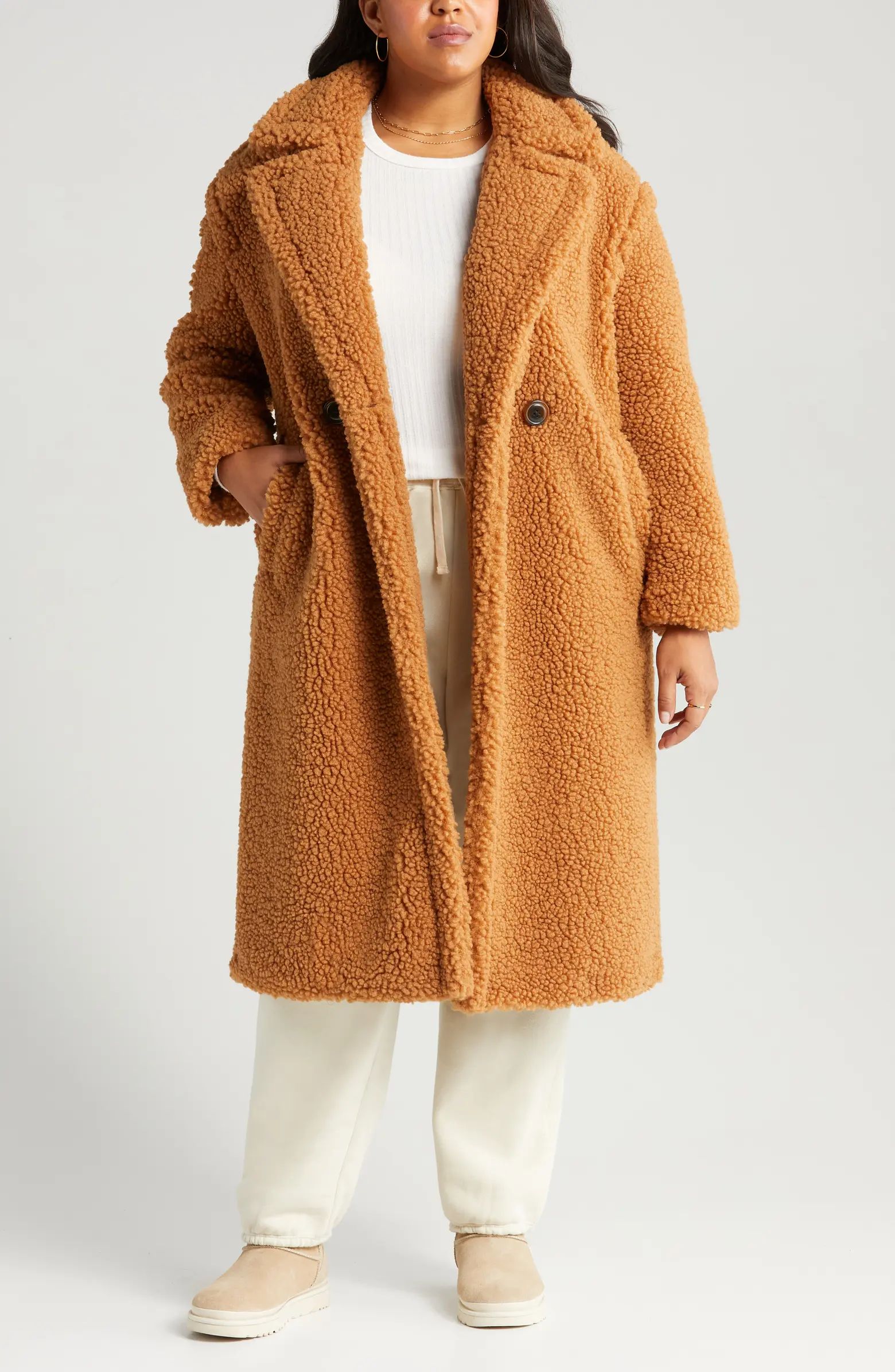 Gertrude Double Breasted Teddy Coat | Nordstrom