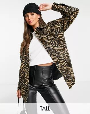 Violet Romance Tall oversized shacket in animal print | ASOS (Global)