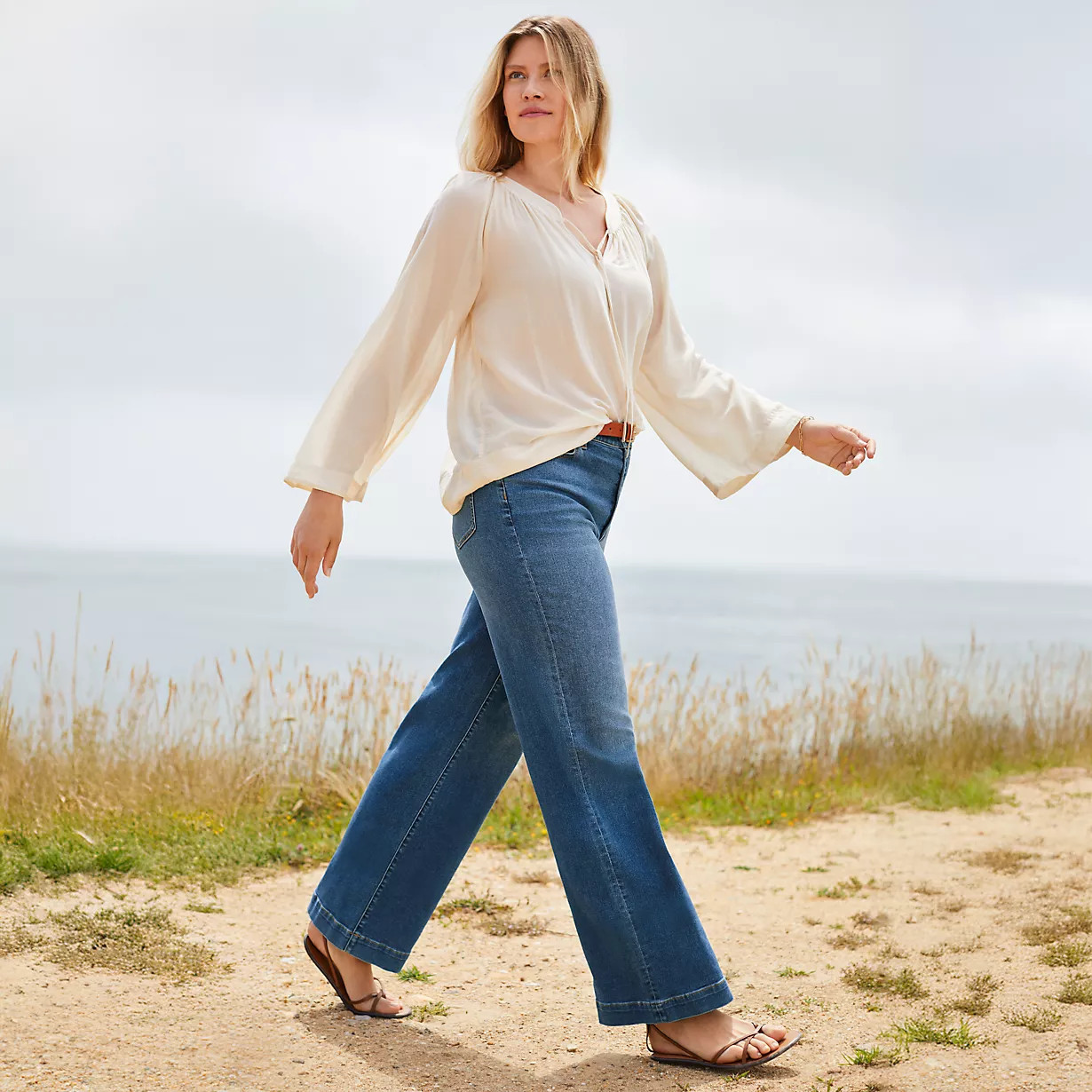 High Rise Wide Leg Denim Jeans | Lands' End (US)