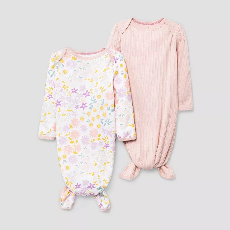 Baby Girls' 2pk 'In Bloom' Rib Tie NightGown - Cloud Island™ Rose Pink | Target