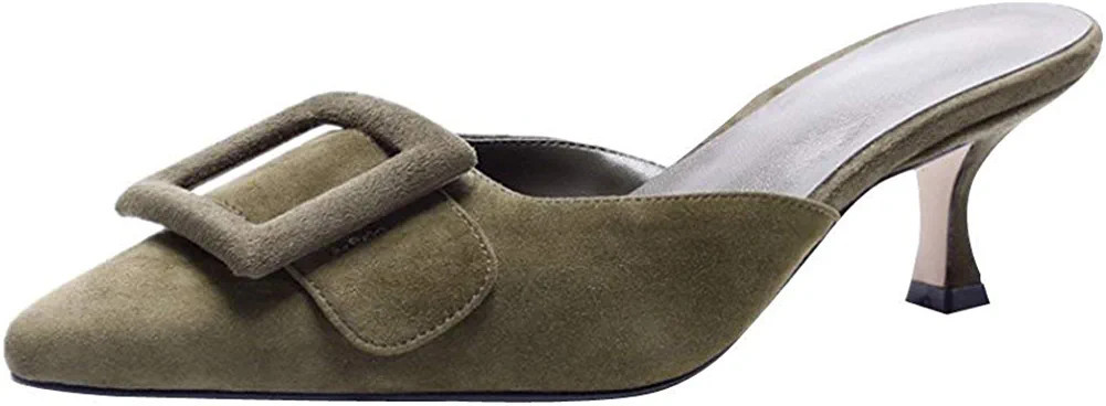 Fericzot Mules for Women,Slingback Buckle Pumps Pointed Toe Slippers Kitten Heels Shoes Slides Ba... | Amazon (US)