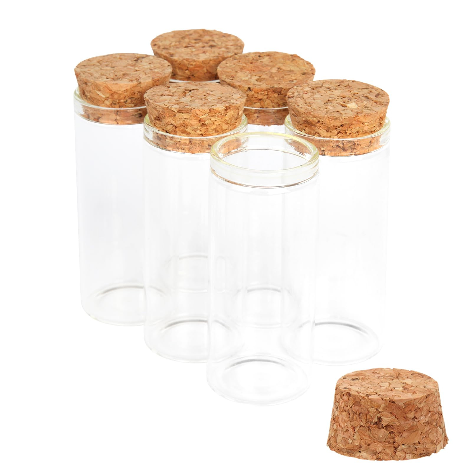 6PCS 30ml Glass Test Tubes with Cork Stoppers, 30 x 70mm Liquid Sample Vial, Clear Flat Test Tube... | Amazon (US)